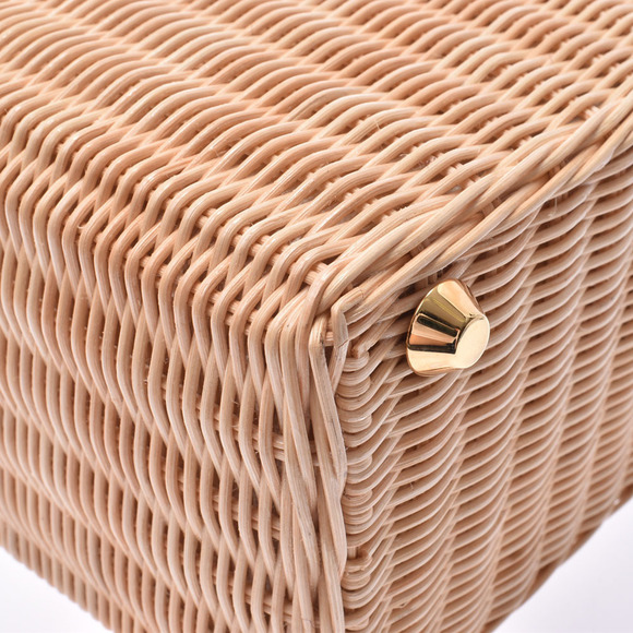 Prada Basket Brown Ivory White Wicker Canvas Bag - Picture 8 of 9
